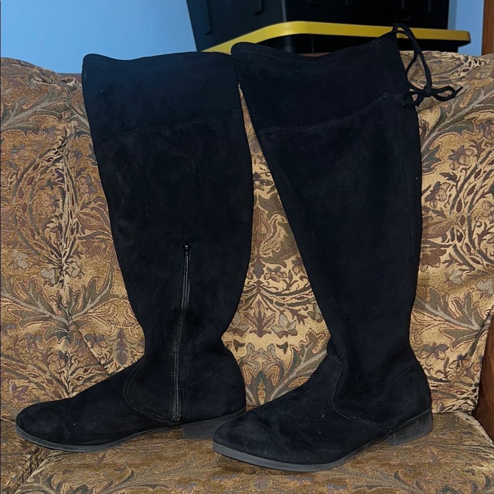 No Boundaries Black Over the Knee Boots with Slim Silhouette